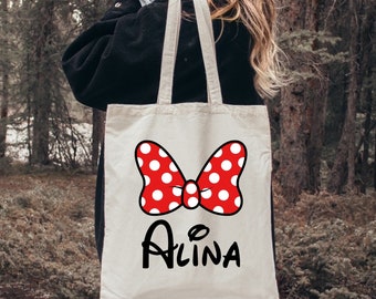 Personalized Minnie Tote Bag, Minnie Mouse  Tote Bags, Disney Animal Kingdom,Disney Fish Extender Gift, Minnie Mouse Tote,Custom Disney Tote