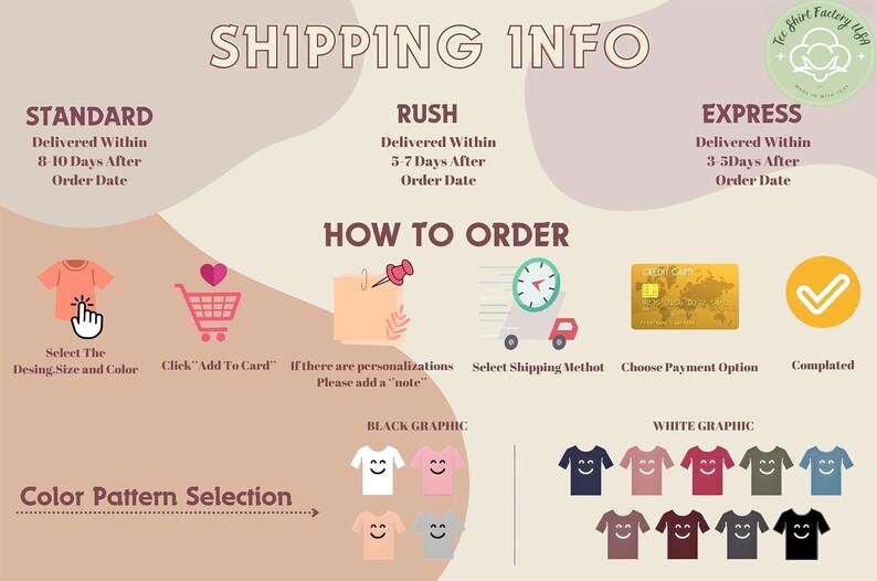 an info sheet describing how to order a t - shirt