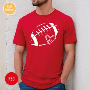 Women's Game Day Bleached Football Tee - Heart Graphic Vintage Short Sleeve T-Shirt For Football Season - View #13