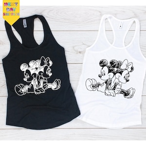 Disney Mickey Minnie Racerback, Disney Racerback, Sketch Tank, Disneyworld Matching Tops, Disneyworld Vintage Womens Racerback Tank