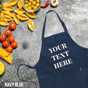 Your Text Custom Apron, Custom Cooking Gift for Mom, Printed Personalised Apron with pockets, Printed Kitchen Apron for Women & Men