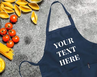 Your Text Custom Apron, Custom Cooking Gift for Mom, Printed Personalised Apron with pockets, Printed Kitchen Apron for Women & Men