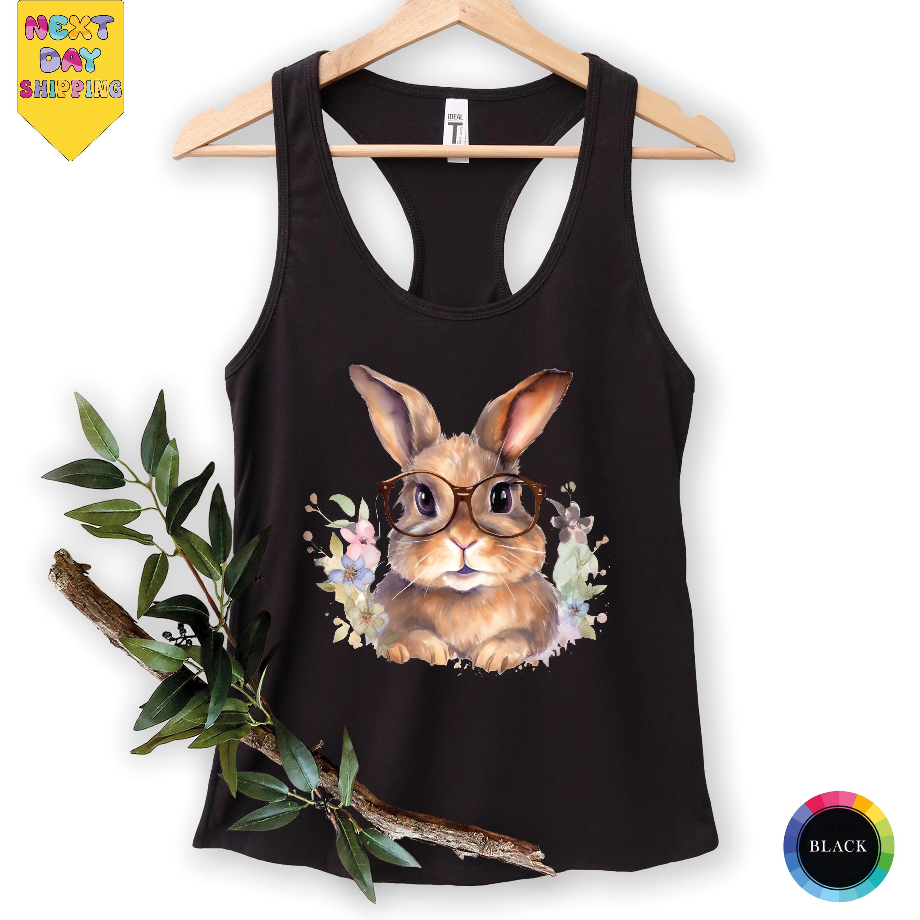 Bunny Rabbit Easter Tank Top, Cute Bunny Tank Top, Gift for Bunny Lover for Birthday Tank Top,  Animal Lover Tee, Happy Easter Shirt
