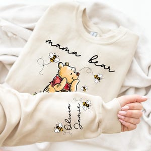 Custom Mama Bear Sweatshirt, Mama Est with Kid Name on Sleeve Sweatshirt, Personalized Mom Sweatshirt, Mothers Day Sweatshirt, New Mom Tee