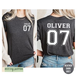 Customized Sports Shirt, Personalized Custom Tee, Name and Number, Customize Shirt, Sports Team Shirt, Dad Gift, Gift Idea, Your Own Writing image 2
