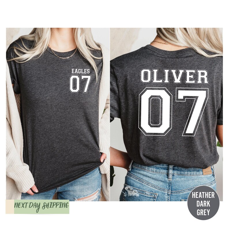 Customized Sports Shirt, Personalized Custom Tee, Name and Number, Customize Shirt, Sports Team Shirt, Dad Gift, Gift Idea, Your Own Writing image 2