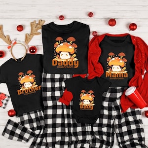 Mushroom Family Shirt, Mama Mushroom Shirt, Personalized Family Matching Shirt, Baby Mushroom Shirt, Daddy Mushroom Shirt,Nature shirt image 1