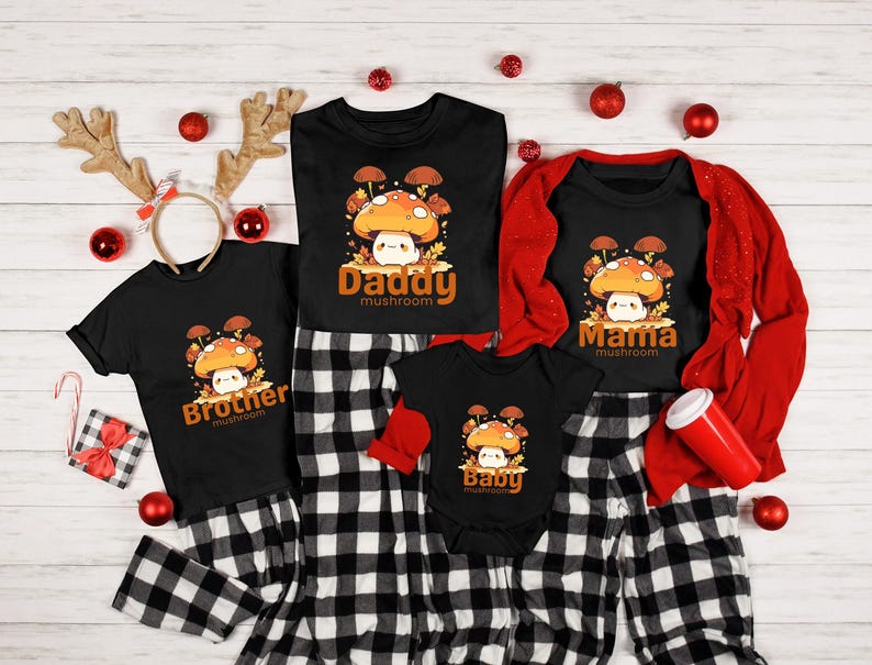 Mushroom Family Shirt, Mama Mushroom Shirt, Personalized Family Matching Shirt, Baby Mushroom Shirt, Daddy Mushroom Shirt,Nature shirt image 1