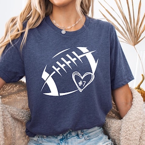 Football Heart Shirt, Football Mom Shirts, Custom Football Tee, Women Football Shirt, Football Season Shirt, Game Day Shirt Women, Football