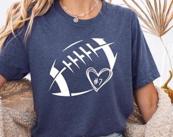 Football Heart Shirt, Football Mom Shirts, Custom Football Tee, Women Football Shirt, Football Season Shirt, Game Day Shirt Women, Football