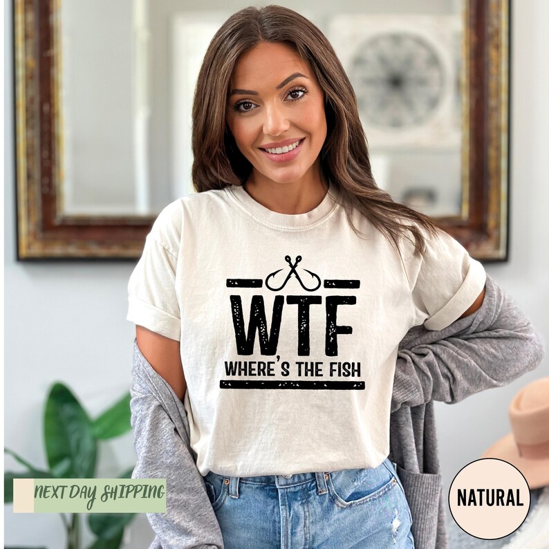 Worldoftshirts Fish WTF Shirt, Funny Fishing Shirt, Where is the Fish Shirt, Funny T-shirt ...