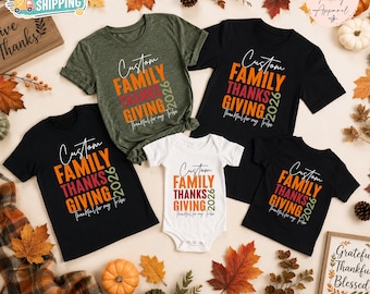 Custom Family Thanksgiving Shirts Personalized Matching Family Thanksgiving Shirt Thanksgiving Crew T-shirt Thanksgiving Family Trip Tshirts