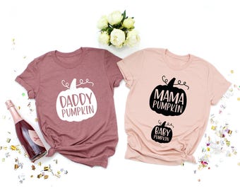 Pregnancy Announcement Shirt Couples, Mama Pumpkin, Daddy Pumpkin, Baby Pumpkin, Couples Tee, Mom to Be Fall Thanksgiving, Maternity Shirt