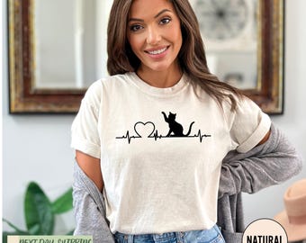 Cute Cat Shirt, Cat Heartbeat Shirt, Cat Lover Shirt, Cute Kitty Tee, Kitten T-shirt, Funny Cat Shirt, Funny Sarcastic Shirt, Women Shirt