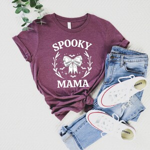 Coquette Halloween Shirt, Spooky Mama Shirt, Spooky Season Shirt,Halloween Mama Shirt, Momster Shirt, Cute Mom Shirt,Mama Bat Shirt afbeelding 4