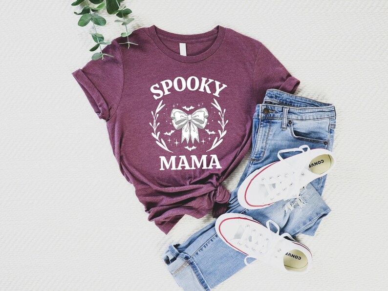 Coquette Halloween Shirt, Spooky Mama Shirt, Spooky Season Shirt,Halloween Mama Shirt, Momster Shirt, Cute Mom Shirt,Mama Bat Shirt afbeelding 4