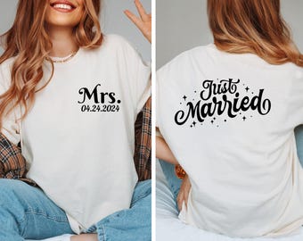Personalized Mr and Mrs, Just Married Shirt, Custom Hubby Wifey Shirts, Matching Couples, Honeymoon Shirts, Mrs Shirt, Mr Shirt