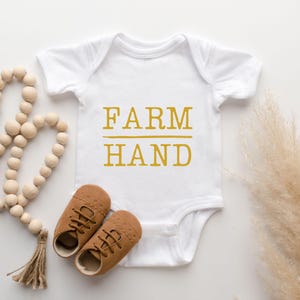 Farm Hand Kids Retro Shirt, Retro Natural Infant, Toddler Shirt, Youth & Adult Tee, Natural Shirt, Minimalist Farm Natural Bodysuit image 5