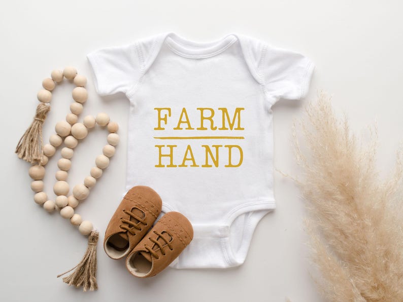 Farm Hand Kids Retro Shirt, Retro Natural Infant, Toddler Shirt, Youth & Adult Tee, Natural Shirt, Minimalist Farm Natural Bodysuit image 5