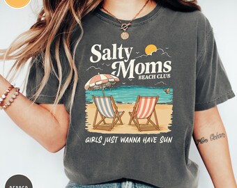 Comfort Colors® Salty Moms Beach Club Shirt, The Beach Club Shirt, Aesthetic Beach Shirt, Mother’s Day Shirt Gift, Summer Vibes Tee