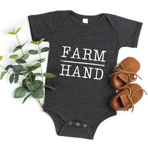 Farm Hand Kids Retro Shirt, Retro Natural Infant, Toddler Shirt, Youth & Adult Tee, Natural Shirt, Minimalist Farm Natural Bodysuit image 1
