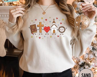 Christian Doodle Sweatshirt, Nativity Scene Sweatshirt, Jesus Christ Christmas Shirt, Birth of Jesus Christmas Shirt, ReligiousShirt