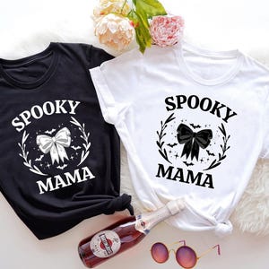 Coquette Halloween Shirt, Spooky Mama Shirt, Spooky Season Shirt,Halloween Mama Shirt, Momster Shirt, Cute Mom Shirt,Mama Bat Shirt afbeelding 5