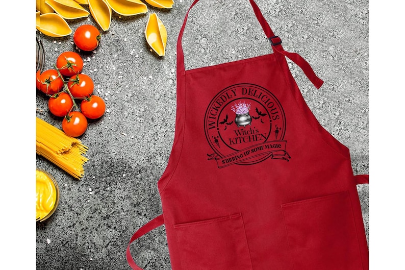 Kitchen Witch Apron,Womens Cooking Apron,Kitchen Witch Gift,Funny Halloween Apron With Pockets,Chef Gift,Halloween Kitchen,Halloween Gifts image 3