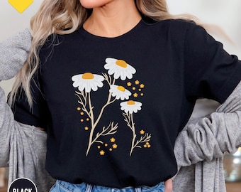 Daisy Shirt, Daisy Shirt Women, Wildflower Shirt, Birth Month Flower, Boho Shirt, Floral T-shirt Gift, Summer Shirt, Flower Tee, Daisy Lover