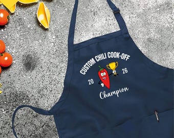 Custom Chili Cook Off Aprons Men Dad Grandpa, Custom Hot Pepper Cooking Contest Champion Prize, Customized Accessory Gifts For Chef