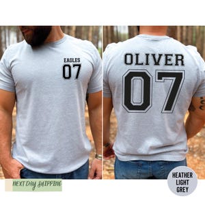 Customized Sports Shirt, Personalized Custom Tee, Name and Number, Customize Shirt, Sports Team Shirt, Dad Gift, Gift Idea, Your Own Writing image 5