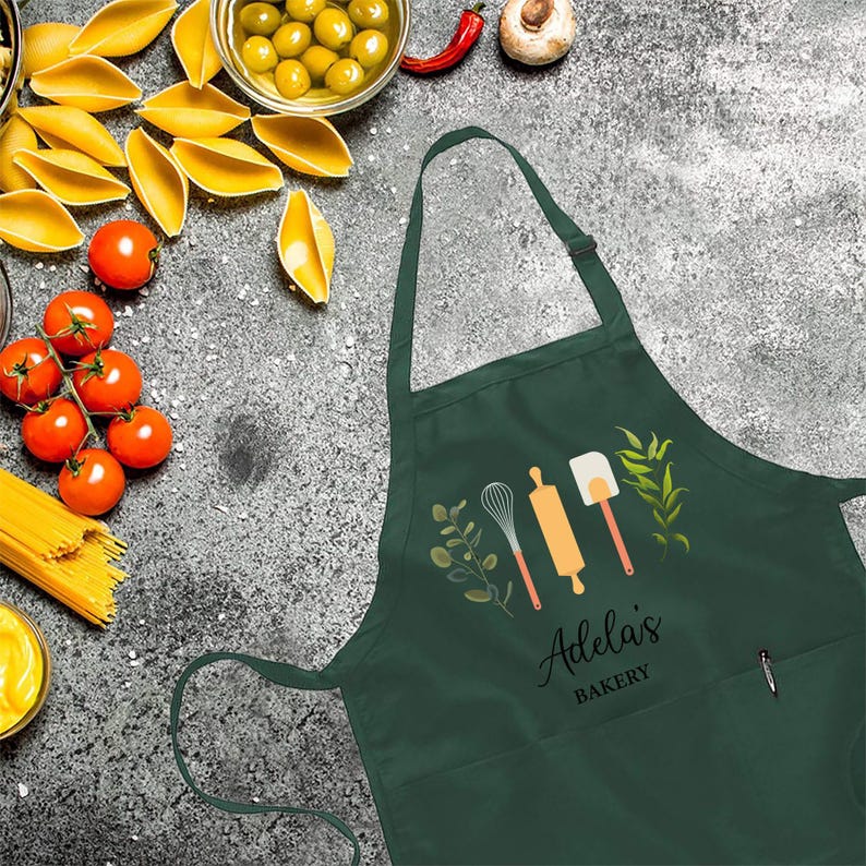 Customized Apron, Baking Apron, Baker Gift, Personalized Gift, Cute Apron For Women Men, Cute Cotton Apron, Printed Apron, Cookie Baker Gift image 3