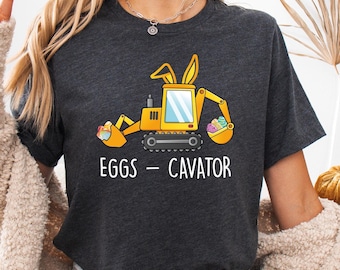 Funny Eggs-cavator Tractor Shirt, Easter Boys Shirt, Cute Easter Bunny Toddler Tee, Kids Easter Shirt, Toddler Easter Shirt, Cool Dude Shirt
