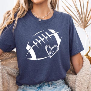 Football Heart Shirt, Football Mom Shirts, Custom Football Tee, Women Football Shirt, Football Season Shirt, Game Day Shirt Women, Football