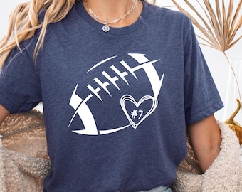 Football Heart Shirt, Football Mom Shirts, Custom Football Tee, Women Football Shirt, Football Season Shirt, Game Day Shirt Women, Football