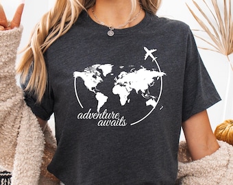 World Map Shirt, Traveler Gift, Travel Shirt, Vacation Shirt, Travel Lover, Airplane Mode Shirt, Exchange Student, Adventure Shirt