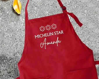 Custom Michelin Star Apron, Printed Kitchen Apron for Women & Men, Home Cooking Chef Apron, Michelin Star Apron, Custom Printed Apron