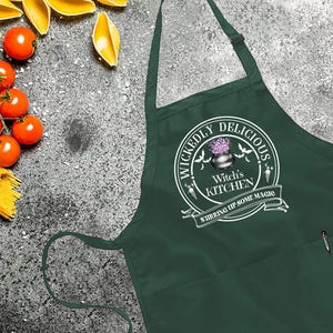 Kitchen Witch Apron,Womens Cooking Apron,Kitchen Witch Gift,Funny Halloween Apron With Pockets,Chef Gift,Halloween Kitchen,Halloween Gifts image 2