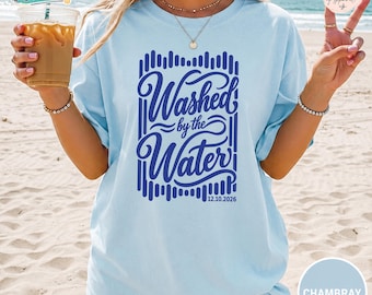 Camiseta de bautismo para adolescentes Comfort Colors® Washed by the Water, regalo de bautismo para mujer con fecha personalizada, regalo para ahijada, regalo para jóvenes cristianos recién convertidos.