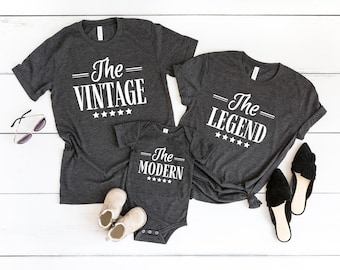 Three Generations Family T-Shirt, Father and Son Matching Shirts,The Original Legend Legacy, Dad Son Grandson Grandpa Shirt,Generation Shirt