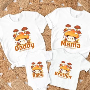 Mushroom Family Shirt, Mama Mushroom Shirt, Personalized Family Matching Shirt, Baby Mushroom Shirt, Daddy Mushroom Shirt,Nature shirt image 2