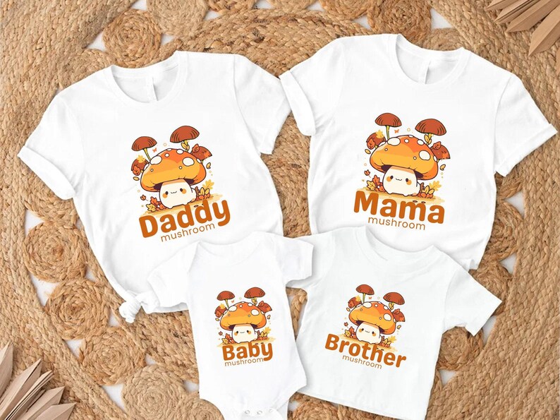 Mushroom Family Shirt, Mama Mushroom Shirt, Personalized Family Matching Shirt, Baby Mushroom Shirt, Daddy Mushroom Shirt,Nature shirt image 2