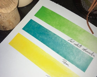 Watercolor my artisanal shades of green and yellow
