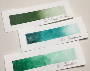 Handmade watercolor green tints