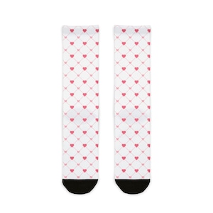 Calcetines de corazón: adorables calcetines de sublimación, regalo de San Valentín, calcetines novedosos y elegantes, corazón rojo, calcetines de amor, calzado bonito