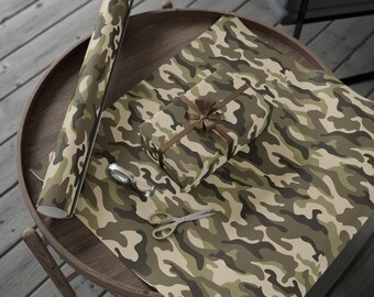 Camo Pattern Wrapping Paper, Camouflage Gift Wrap Roll, Military Wrapping Paper, Outdoorsman Matte Gift Wrap
