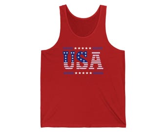 America Patriotic Unisex Tank Top, USA Flag Tee, Independence Day Shirt, Summer BBQ Outfit, 4th of July, July 4th, American