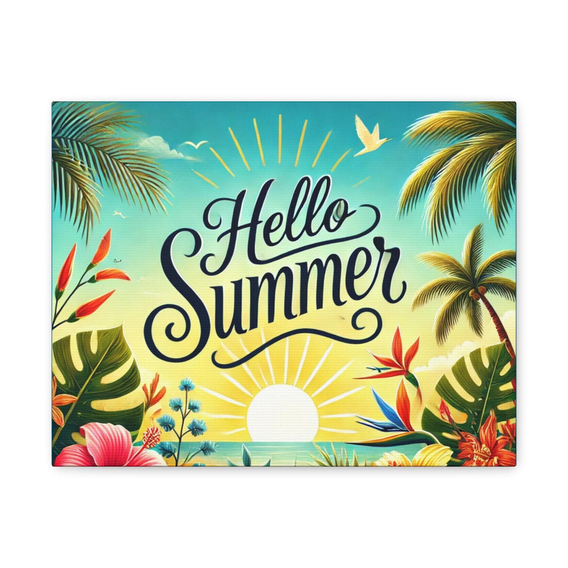 Summer Canvas Print, Hello Summer Wall Art, Summer Picture, Summertime ...