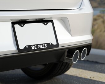 Cornice per targa in metallo Be Free, targa Be Free, decorazioni per auto edificanti, accessori per auto, porta targa ispiratore, veicolo