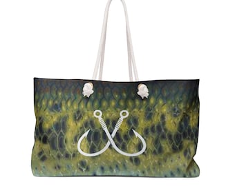 Largemouth Bass Fishing Tote Weekender Bag | Ladies Fishing Travel